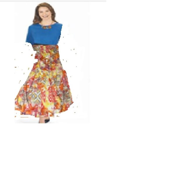 * Designer FRF Skirt stretch waistband multi colored  Maxi - Picture 2 of 7